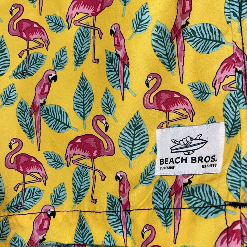NEW Beach Bros. XL Yellow Pink Beach Swim Trunks - Picture 2 of 5